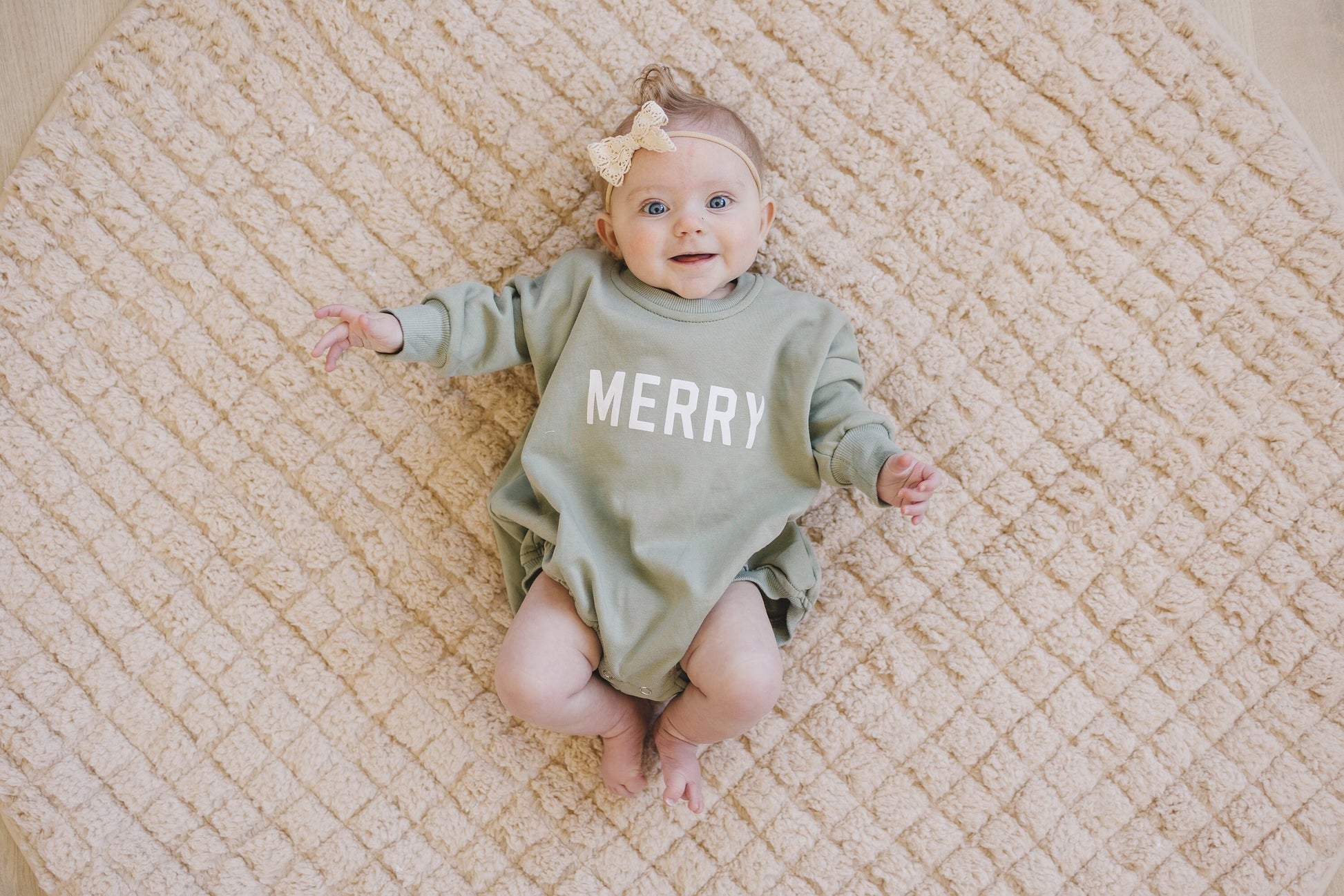 MERRY Christmas Graphic Oversized Sweatshirt Romper - Baby Bubble Romper - Baby Boy Outfit - Girl - Toddler - Green - X-Mas Sweatshirt Top