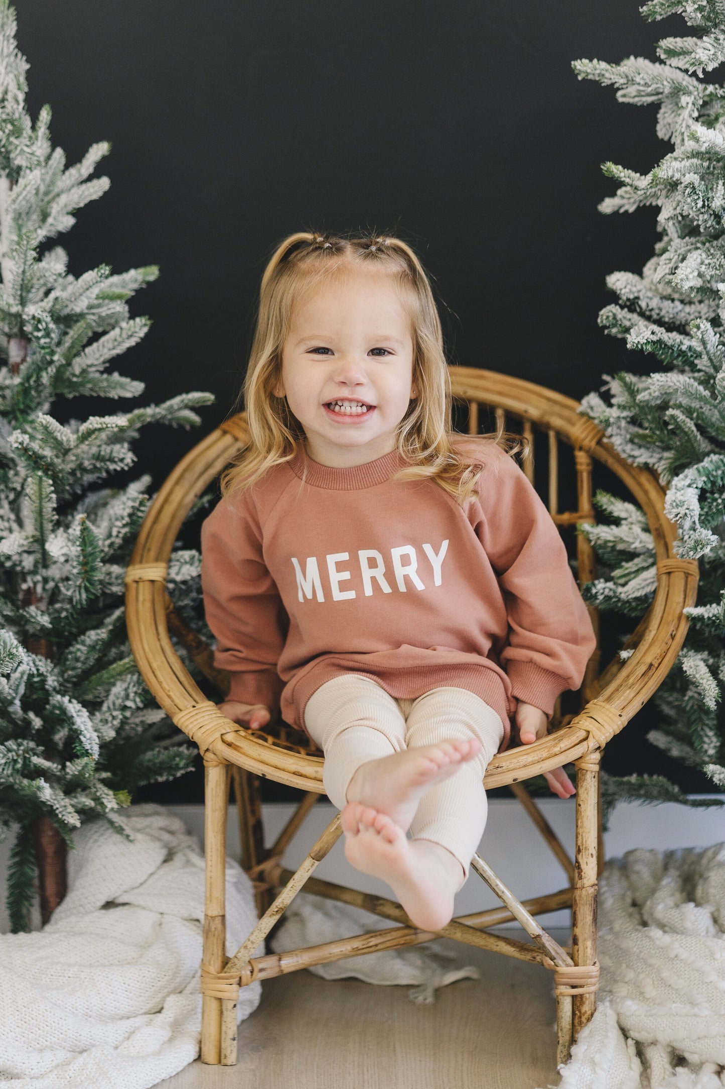 MERRY Graphic Organic Cotton Crewneck Sweatshirt - Baby Sweatshirt - Toddler Crewneck Sweatshirt - Christmas Baby Winter - Girl Boy Crew