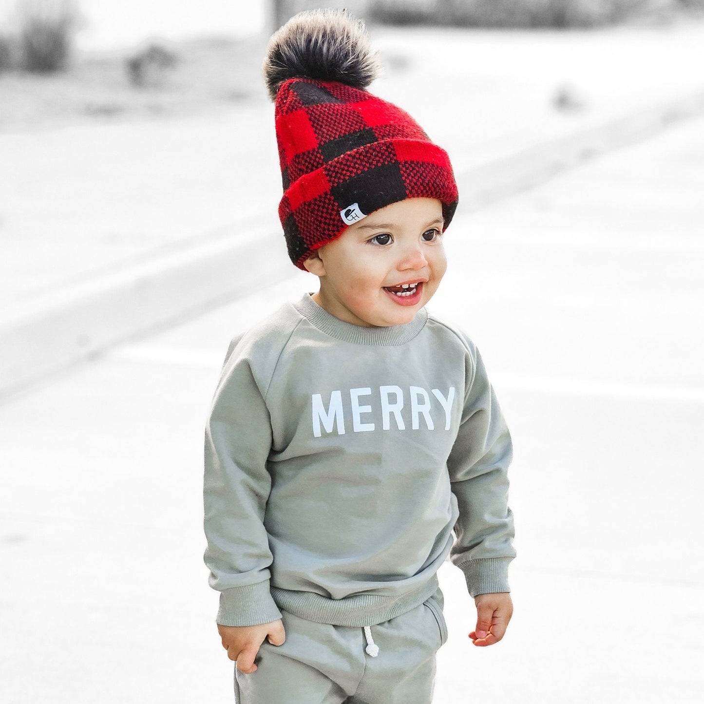 MERRY Graphic Organic Cotton Crewneck Sweatshirt - Baby Sweatshirt - Toddler Crewneck Sweatshirt - Christmas Baby Winter - Girl Boy Crew