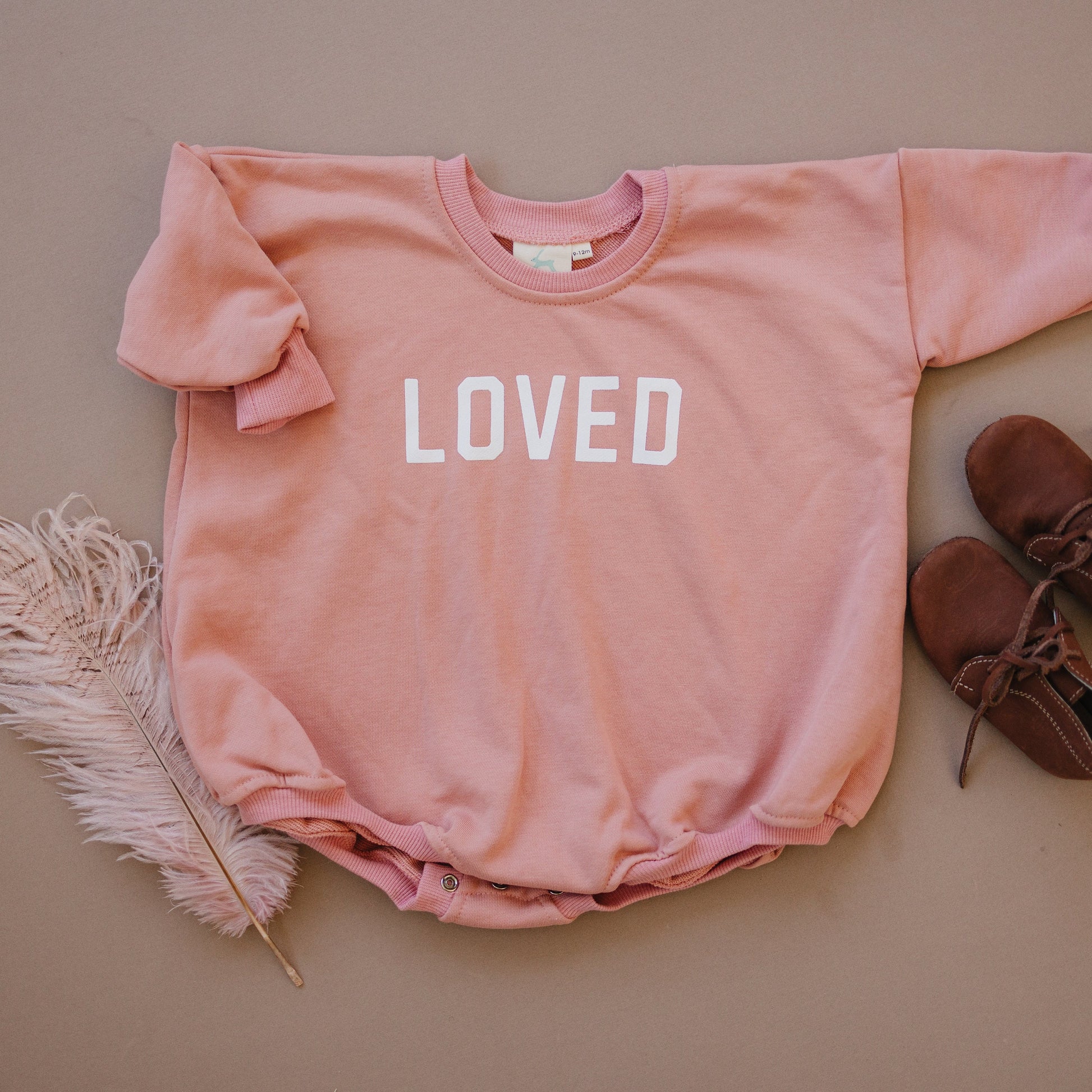 LOVED Graphic Oversized Sweatshirt Romper - Sweatshirt Bubble Romper - Baby Boy Clothes - Valentine's Day - Baby Girl Outfit