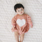 Distressed Heart Graphic Oversized Sweatshirt Romper - Grunge Heart Sweatshirt Bubble Romper - Baby Girl Clothes - V-Day - Valentines Day