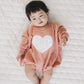 Distressed Heart Graphic Oversized Sweatshirt Romper - Grunge Heart Sweatshirt Bubble Romper - Baby Girl Clothes - V-Day - Valentines Day