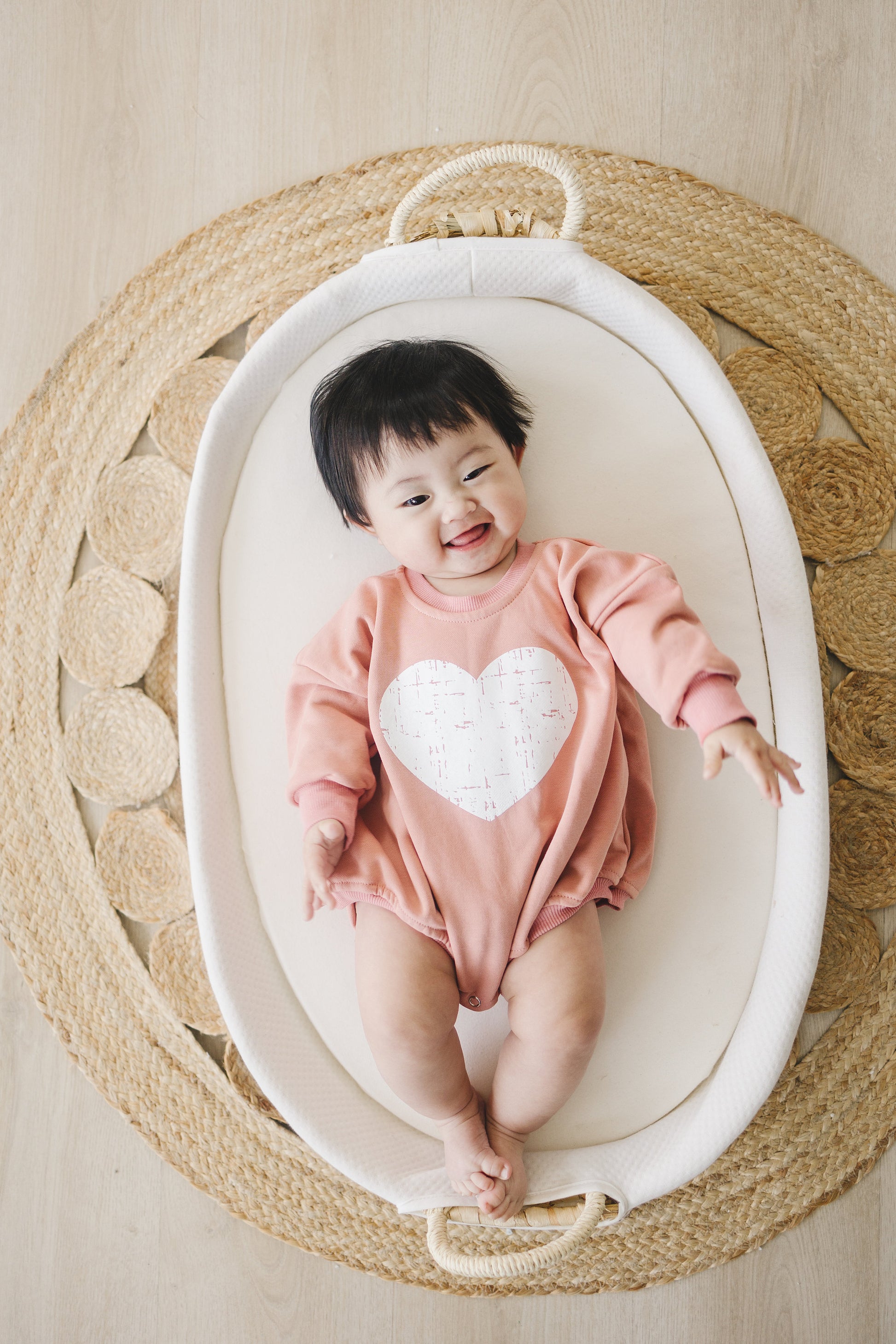 Distressed Heart Graphic Oversized Sweatshirt Romper - Grunge Heart Sweatshirt Bubble Romper - Baby Girl Clothes - V-Day - Valentines Day