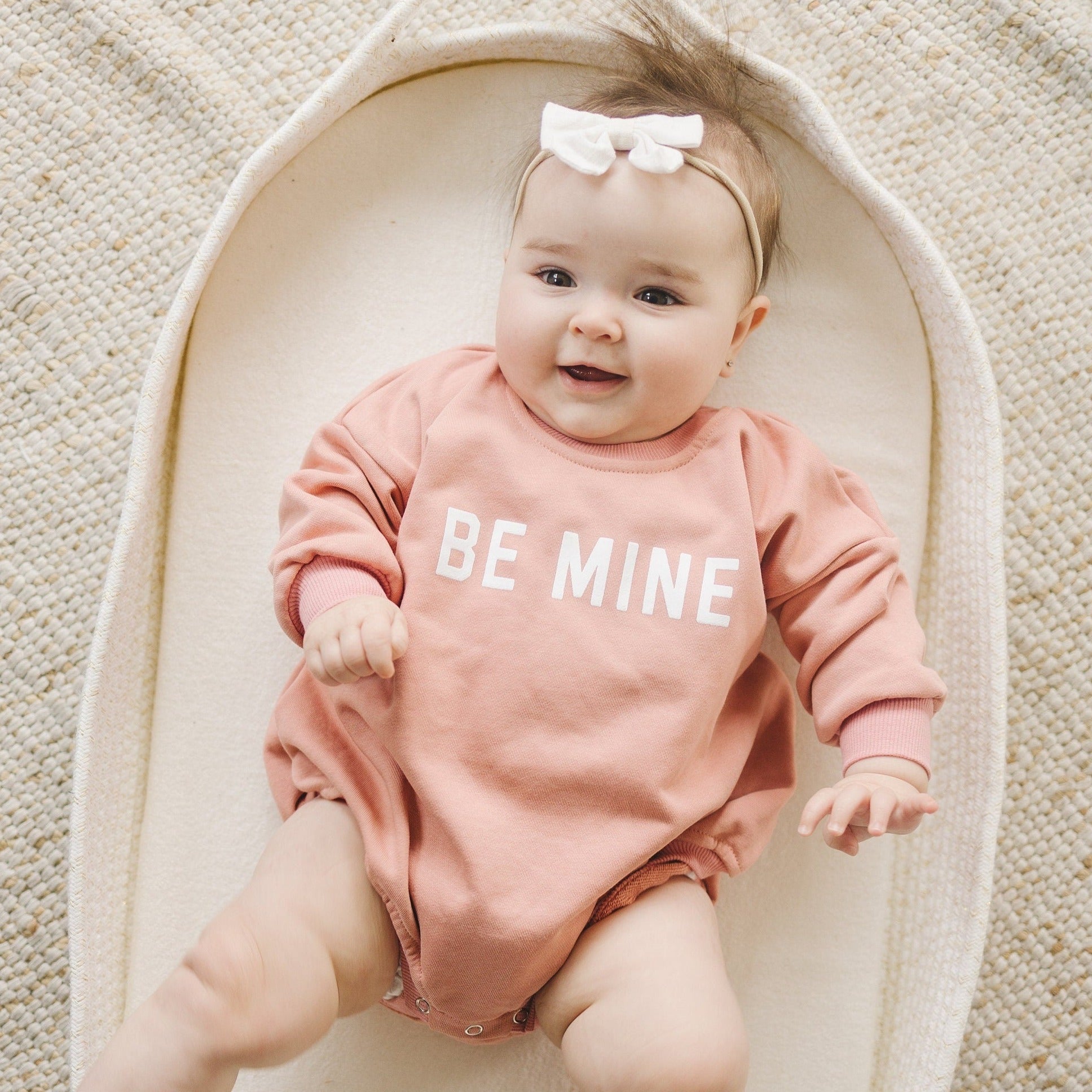 BE MINE Valentine's Day Graphic Oversized Sweatshirt Romper - Sweatshirt Bubble Romper - Baby Boy Clothes - Valentines - Baby Girl - VDay