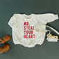 Mr. Steal Your Heart Valentine's Day Graphic Oversized Bamboo Sweatshirt Romper - Baby Sweatshirt Bubble Romper - Boy Toddler - V-Day