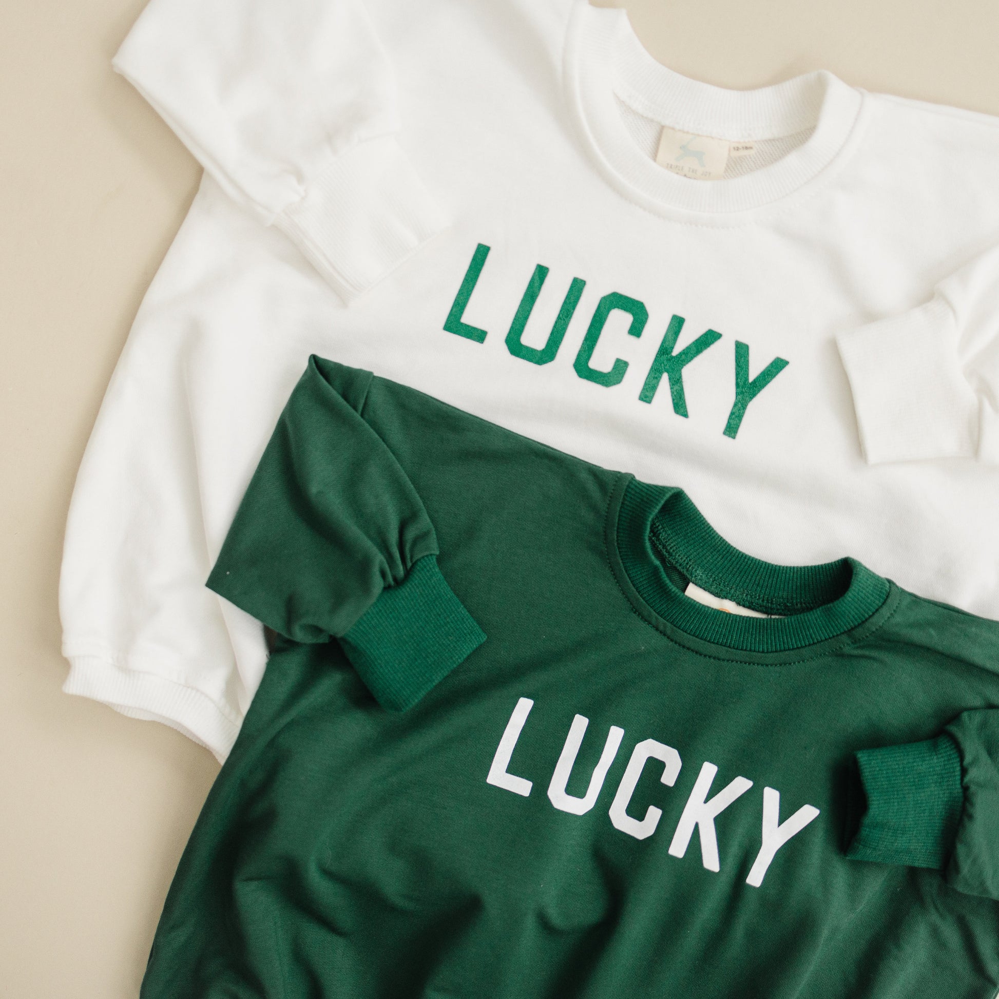 LUCKY St Patrick's's Day Graphic Oversized Bamboo Sweatshirt Romper - Baby Sweatshirt Bubble Romper - Baby Girl Boy Toddler - St. Patricks