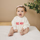 Be Mine Valentine's Day Graphic Oversized Bamboo Sweatshirt Romper - Baby Sweatshirt Bubble Romper - Baby Girl Boy Toddler - V-Day Loved