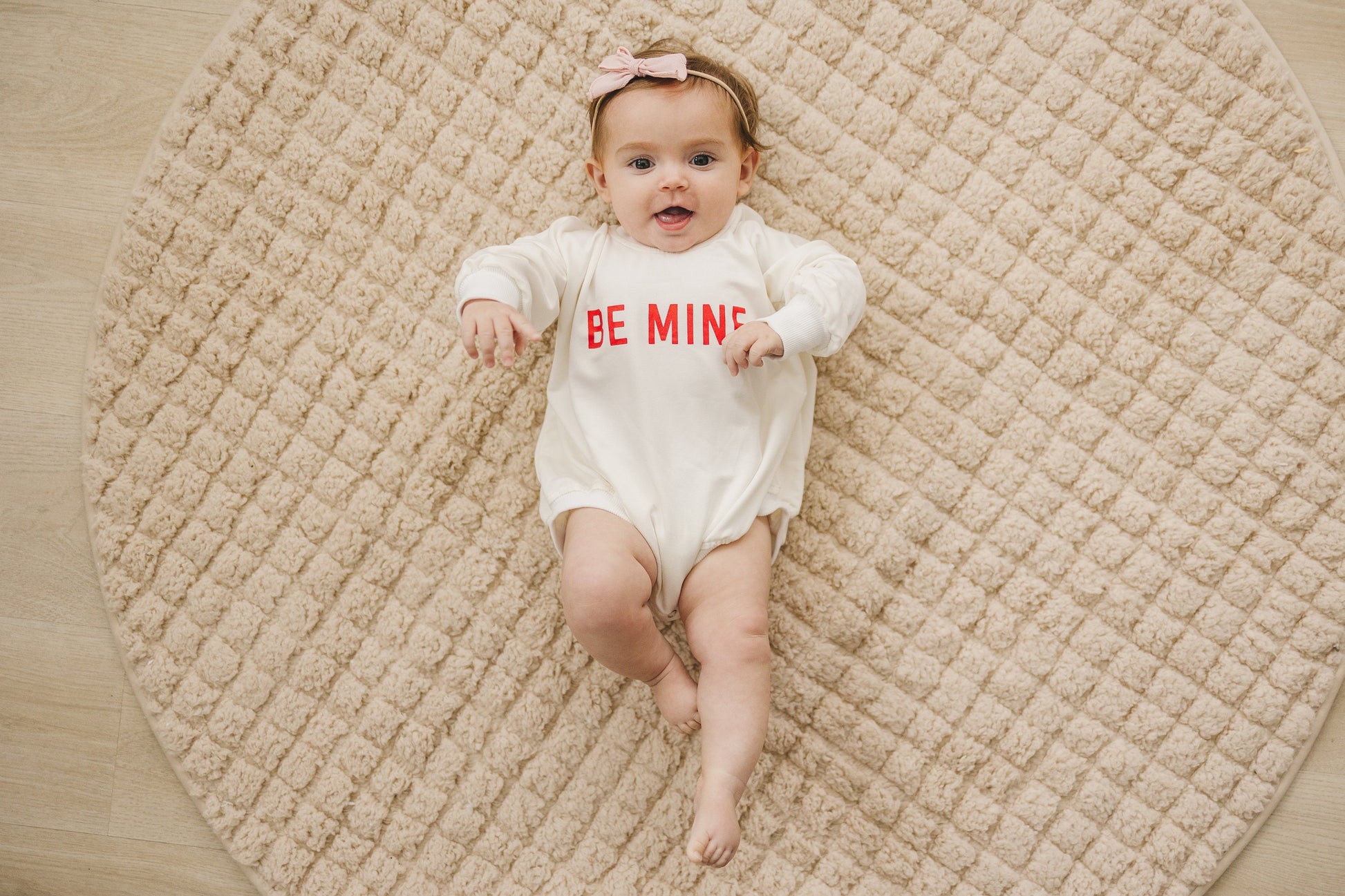 Be Mine Valentine's Day Graphic Oversized Bamboo Sweatshirt Romper - Baby Sweatshirt Bubble Romper - Baby Girl Boy Toddler - V-Day Loved