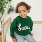 Lucky Hand Embroidered Chunky Knit Sweater for Babies & Toddlers - St. Patrick's Day Embroidered Baby Sweater - Baby Boy or Girl - Green