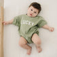 LUCKY Oversized T-Shirt Romper - Baby Girl or Boy Bubble Romper - St. Patrick's Day Outfit - Lucky - St. Patty's Day - St Paddys